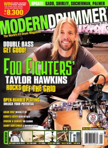 Taylor Hawkins of Foo Fighter's on the Sept 2011 Cover of Modern Drummer