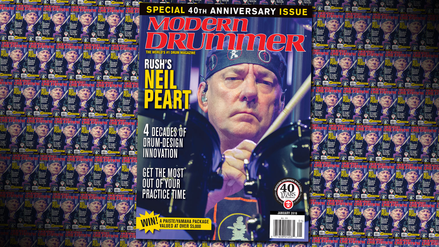 January 2016 Issue of Modern Drummer featuring NEIL PEART