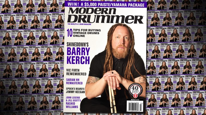 March 2016 Issue of Modern Drummer featuring Barry Kerch