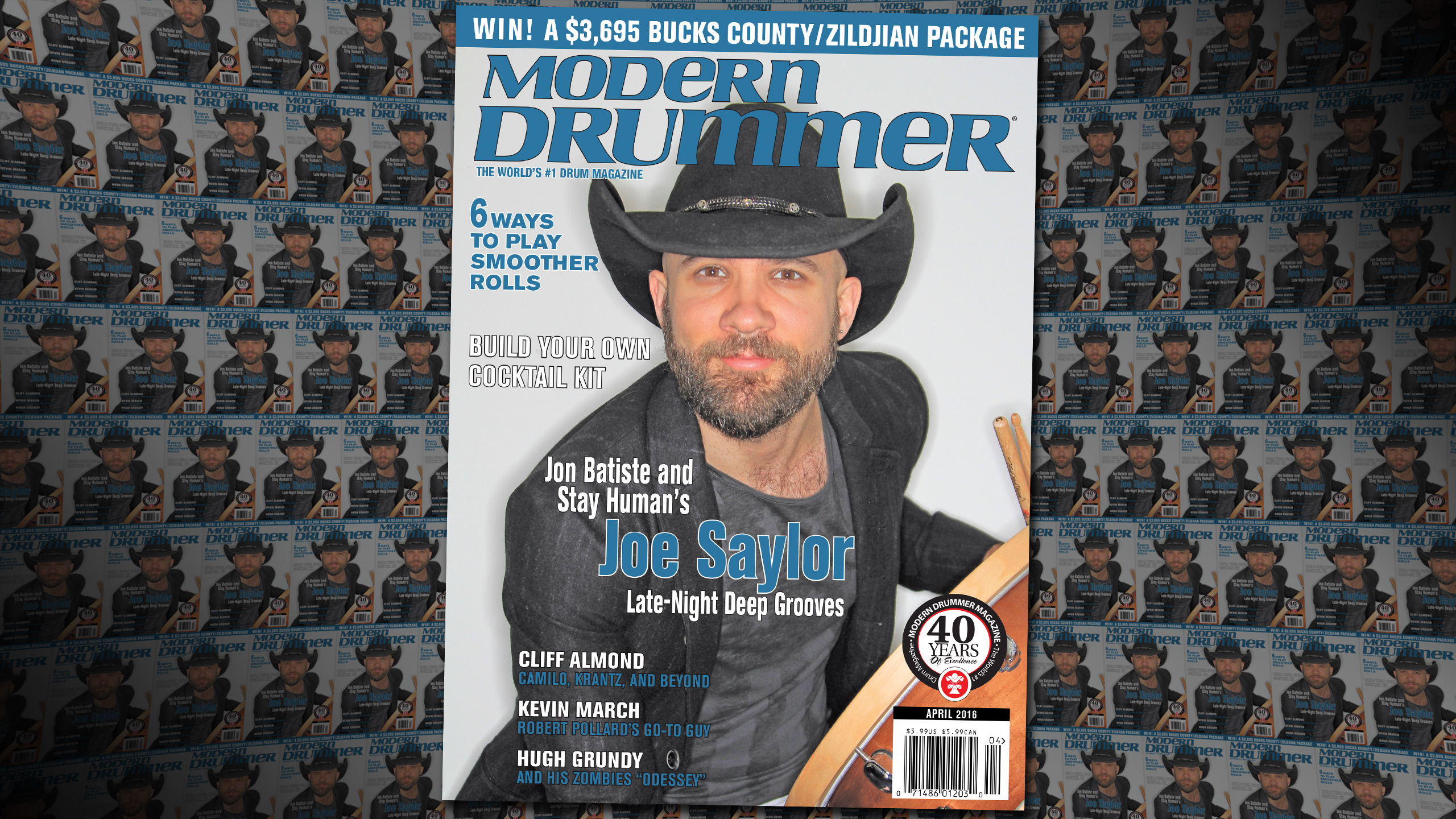 Joe Saylor on the April 2016 issue of Modern Drummer magazine