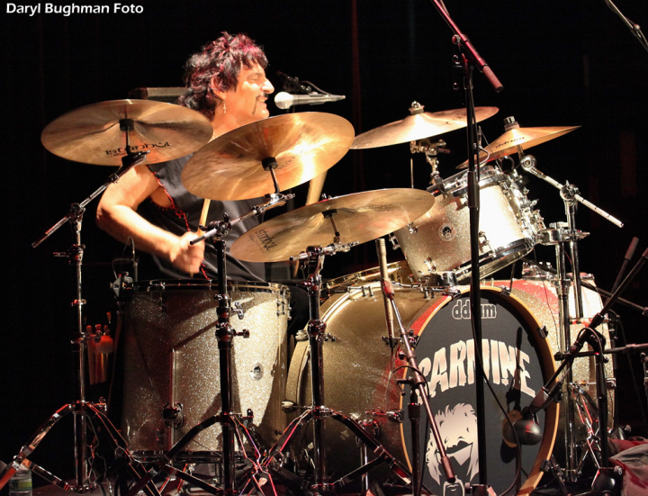 Drummer Carmine Appice behind the kit