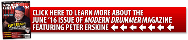 June 2016 Issue of Modern Drummer magazine featuring Peter Erskine