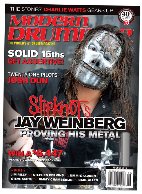 Slipknot’s Jay Weinberg on the August 2016 issue of Modern Drummer