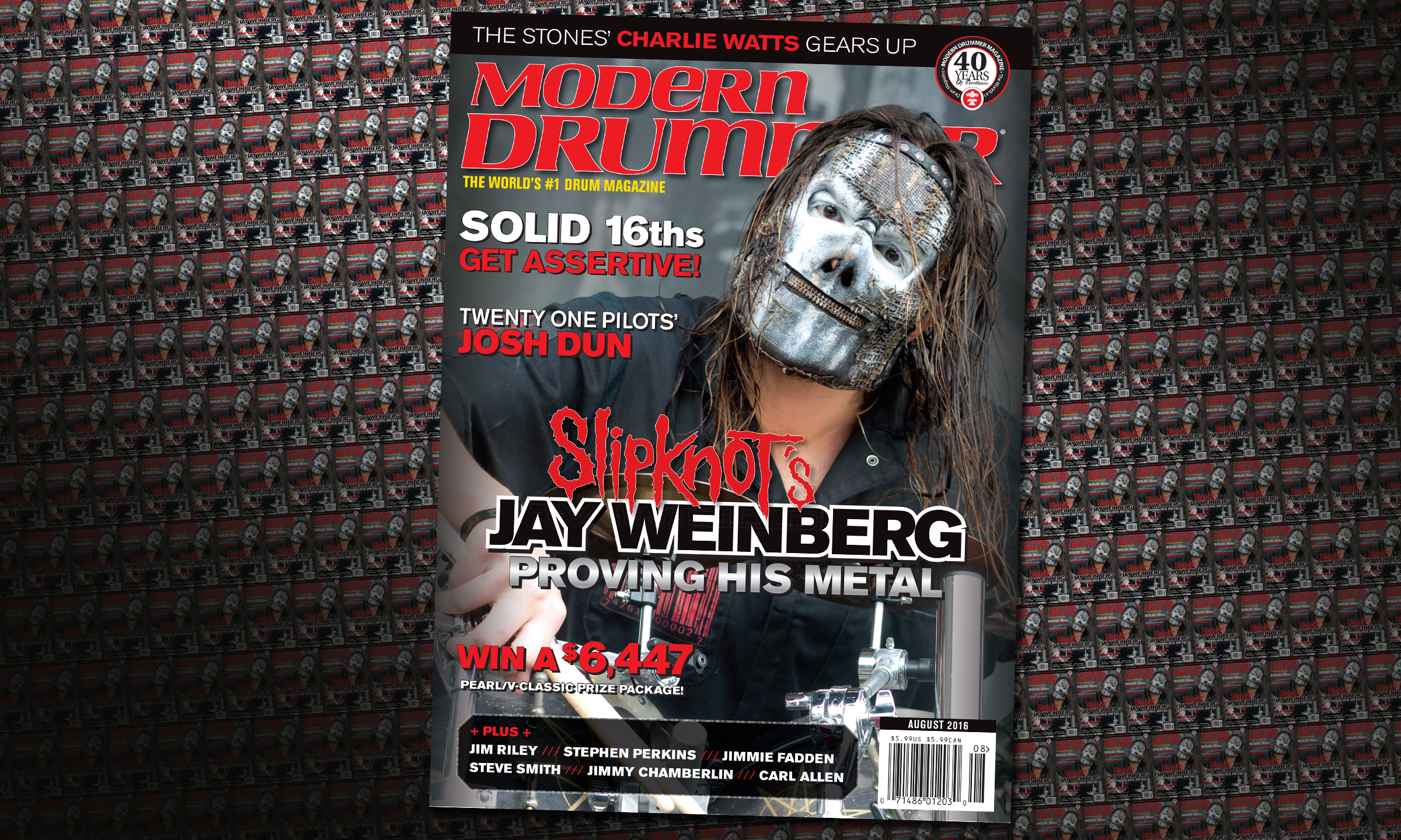 Slipknot’s Jay Weinberg on the August 2016 issue of Modern Drummer