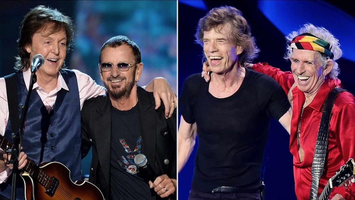 Paul McCartney, Ringo Starr, Mick Jagger, and Keith Richards