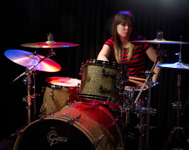 drummer Caitlin Kalafus of Kicking Daisies