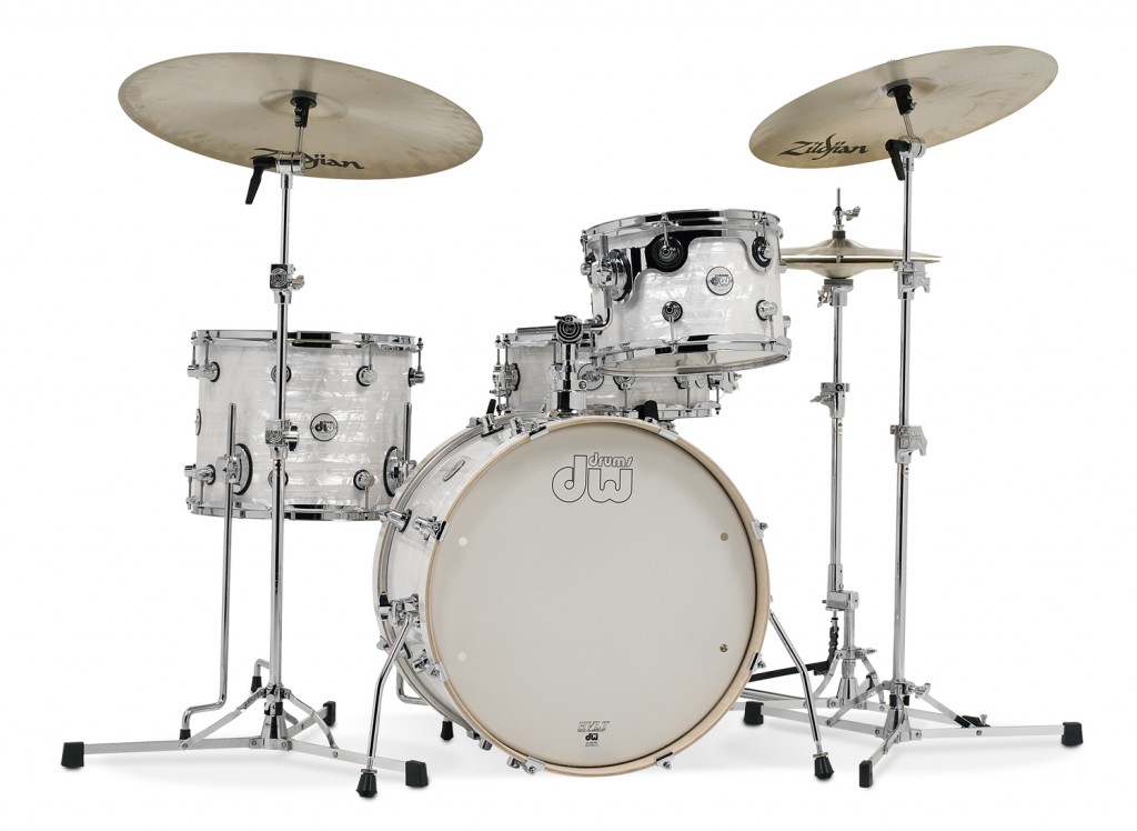 dw Frequent Flyer drumkit white onyx