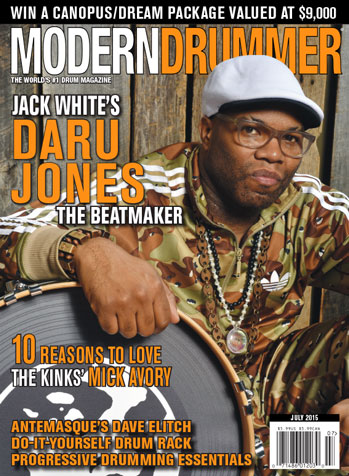 July 2015 issue of Modern Drummer featuring Daru Jones