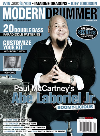 January 2014 Issue of Modern Drummer Featuring Abe Laboriel Jr.