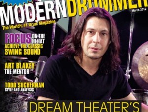 Mike Mangini on the March 2012 Cover of Modern Drummer Magazine