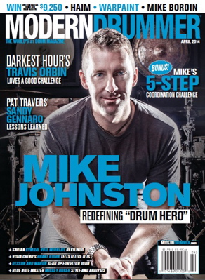 Modern Drummer April 2014 Cover Featuring Mike Johnston