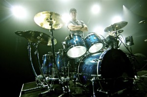 Drummer Van Romaine at his kit Drummer Van Romaine at his kit