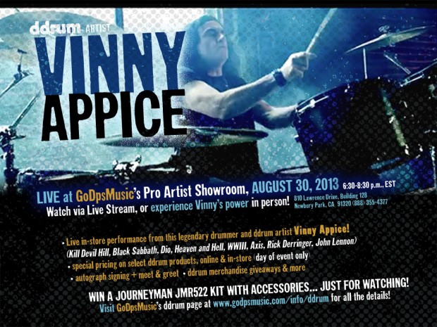 Vinny Appice to Conduct Free Drum Clinic and Performance