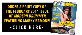 Order a print copy of February 2014 Issue of Modern Drummer Featuring Marky Ramone