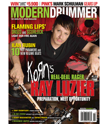 November 2013 Issue of Modern Drummer Featuring Korn Drummer Ray Luzier
